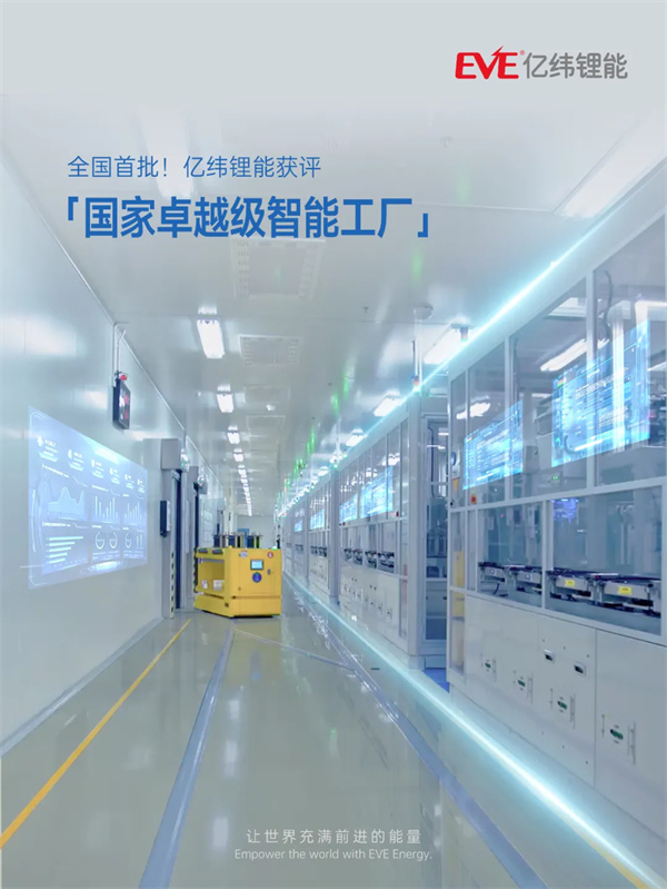 全國首批！億緯鋰能獲評“國家卓越級智能工廠”
